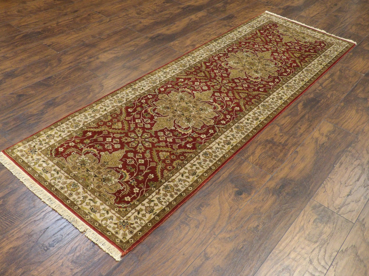 Beige 2'6" x 8'0" Fine Persian Tabriz Hand knotted Wool Rug - Sku: w414