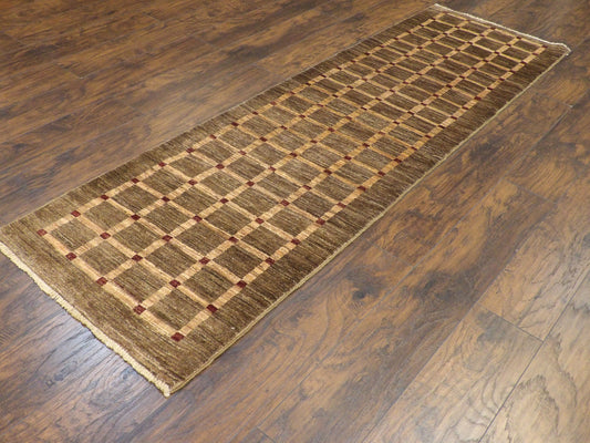 Modern Gabbeh 2'6"x8'0" Hand-knotted Rug -w415