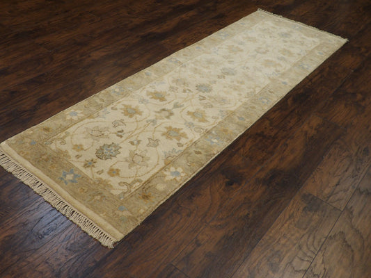Turk Oushak Natural-dye 2'6"x8'0" Hand-knotted Rug -w416