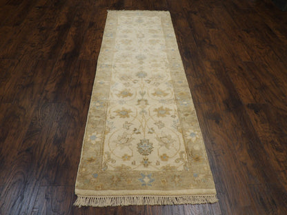 Turk Oushak Natural-dye 2'6"x8'0" Hand-knotted Rug -w416