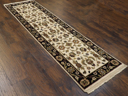 Turkish Knot Kashan Low Pile 2'6"x8'0" Hand-knotted Rug -w418