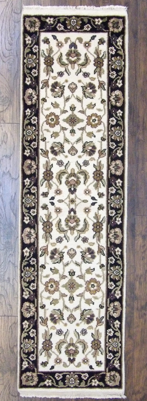 Black 2'6" x 8'0" Turkish Knot Kashan Low Pile Hand knotted Wool Rug - Sku: w418