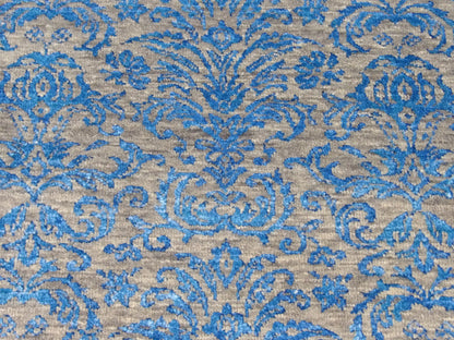 Transitional Damask 2'6"x8'0" Hand-knotted Rug -w421