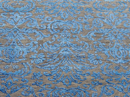 Transitional Damask 2'6"x8'0" Hand-knotted Rug -w421