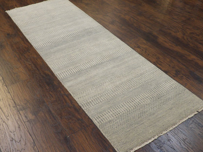 Indo Modern Grass Design 2'6"x8'0" Hand-knotted Rug -w428