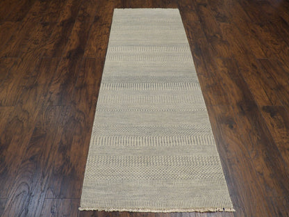 Indo Modern Grass Design 2'6"x8'0" Hand-knotted Rug -w428