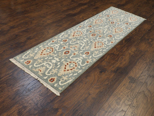 Tribal Ikat Chobie Natural-dye 2'6"x8'0" Hand-knotted Rug -w431