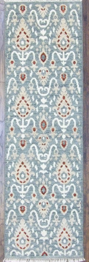 Tribal Ikat Chobie Natural-dye 2'6"x8'0" Hand-knotted Rug -w431