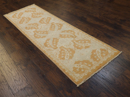 Oushak Chobie White Wash Natural-dye 2'6"x8'0" Hand-knotted Rug -w433