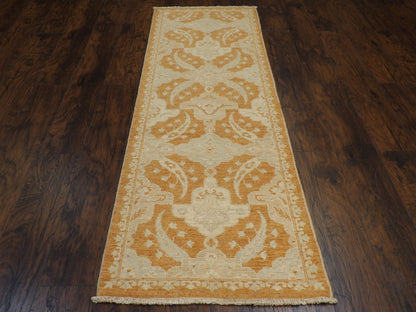 Oushak Chobie White Wash Natural-dye 2'6"x8'0" Hand-knotted Rug -w433