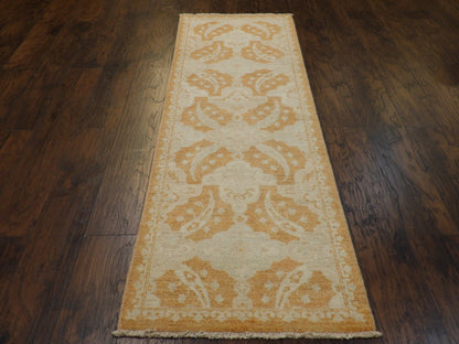 Oushak Chobie White Wash Natural-dye 2'6"x8'0" Hand-knotted Rug -w433