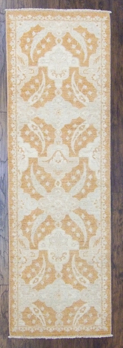 Oushak Chobie White Wash Natural-dye 2'6"x8'0" Hand-knotted Rug -w433