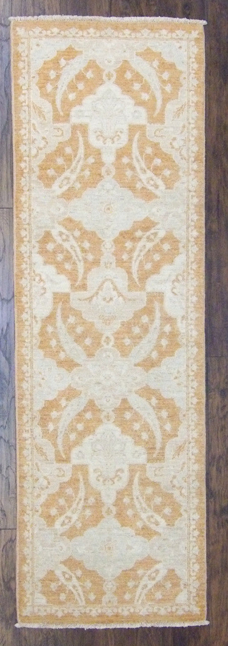 Oushak Chobie White Wash Natural-dye 2'6"x8'0" Hand-knotted Rug -w433