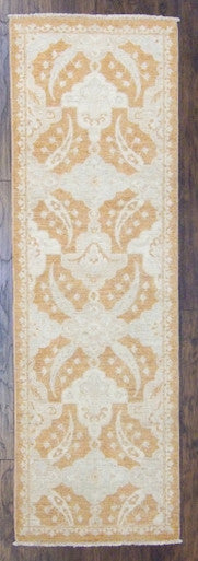Oushak Chobie White Wash Natural-dye 2'6"x8'0" Hand-knotted Rug -w433