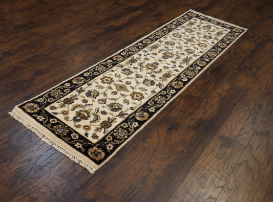 Turkish Knot Kashan Low Pile 2'6"x8'0" Hand-knotted Rug -w434