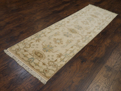 Turk Oushak Natural-dye 2'6"x8'0" Hand-knotted Rug -w436