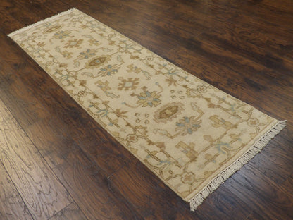 Turk Oushak Natural-dye 2'6"x8'0" Hand-knotted Rug -w436