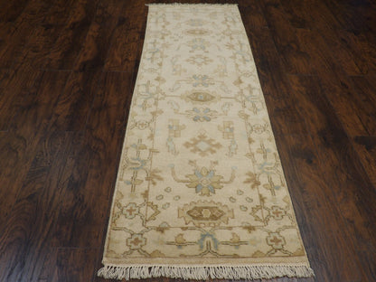 Turk Oushak Natural-dye 2'6"x8'0" Hand-knotted Rug -w436