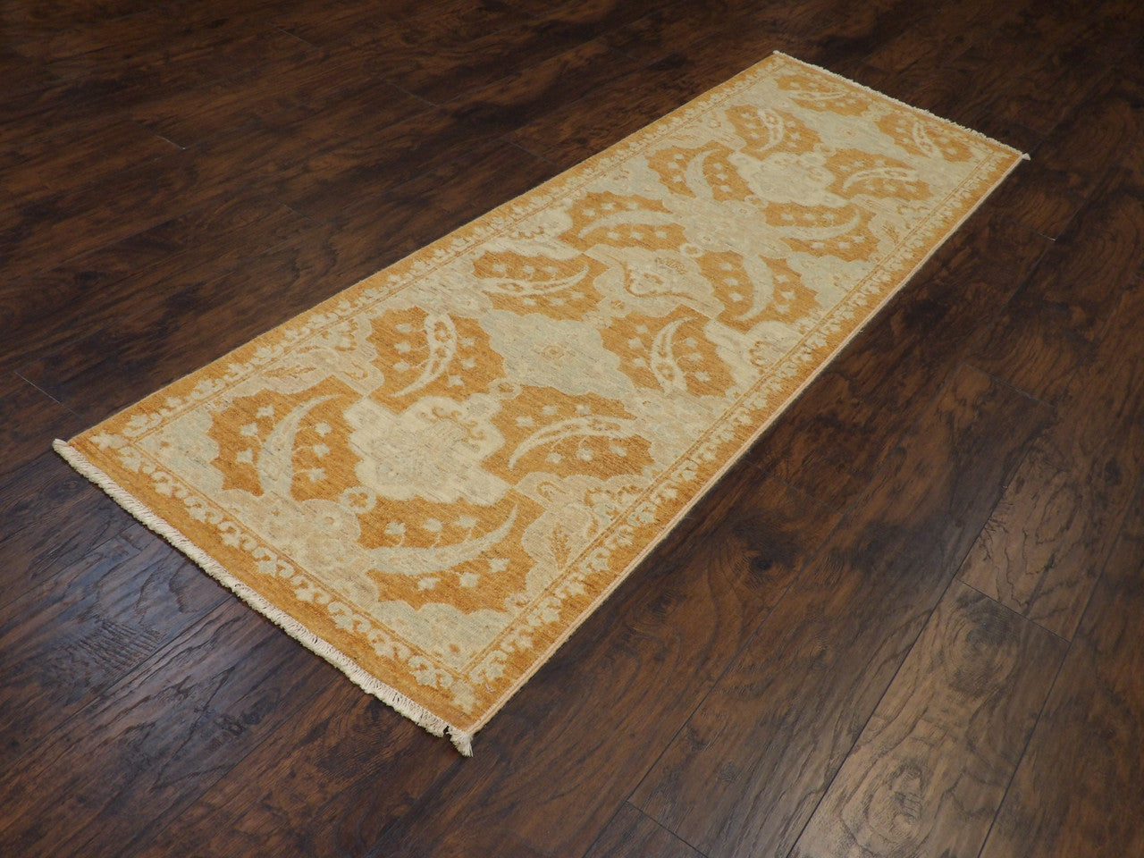 Oushak Chobie White Wash Natural-dye 2'6"x8'0" Hand-knotted Rug -w437