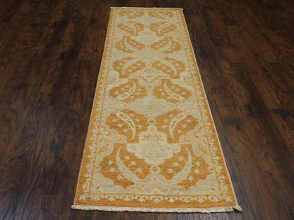Oushak Chobie White Wash Natural-dye 2'6"x8'0" Hand-knotted Rug -w437