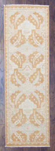 Oushak Chobie White Wash Natural-dye 2'6"x8'0" Hand-knotted Rug -w437