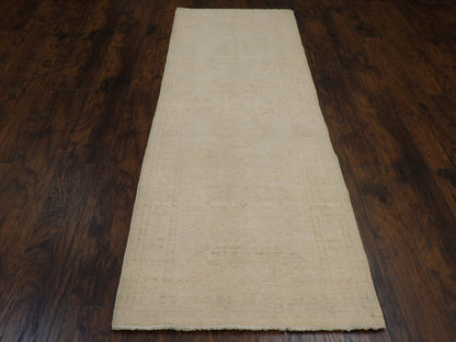 Oushak Chobie White Wash Natural-dye 2'6"x8'0" Hand-knotted Rug -w442