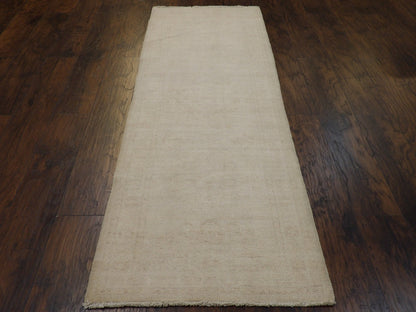 Oushak Chobie White Wash Natural-dye 2'6"x8'0" Hand-knotted Rug -w442