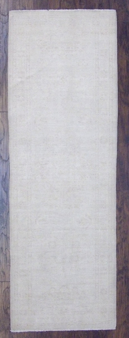 Oushak Chobie White Wash Natural-dye 2'6"x8'0" Hand-knotted Rug -w442