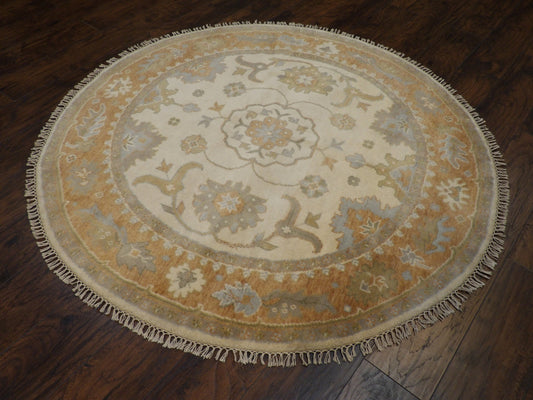 Turk Oushak Natural-dye 6'0"x6'0" Hand-knotted Rug -w447