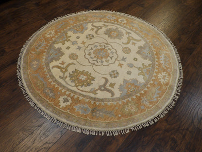 Turk Oushak Natural-dye 6'0"x6'0" Hand-knotted Rug -w447