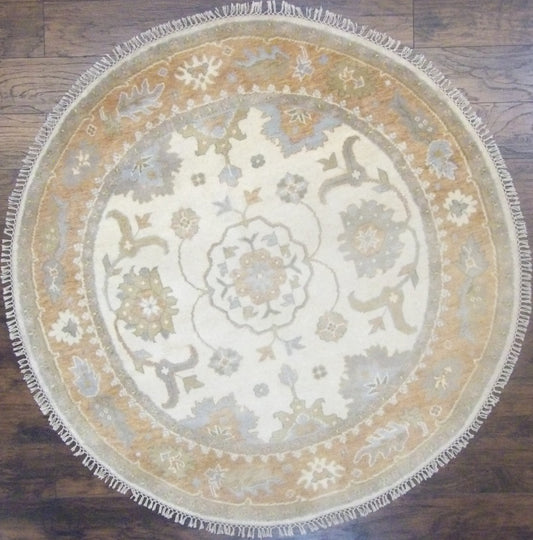 Turk Oushak Natural-dye 6'0"x6'0" Hand-knotted Rug -w447