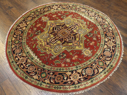 Tribal Heriz 6'0"x6'0" Hand-knotted Rug -w453