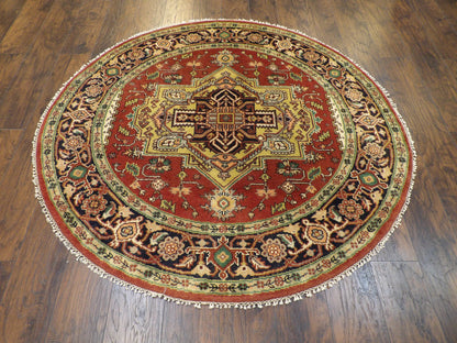 Tribal Heriz 6'0"x6'0" Hand-knotted Rug -w453