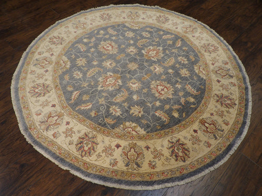 Oushak Chobie White Wash Natural-dye 6'0"x6'0" Hand-knotted Rug -w463