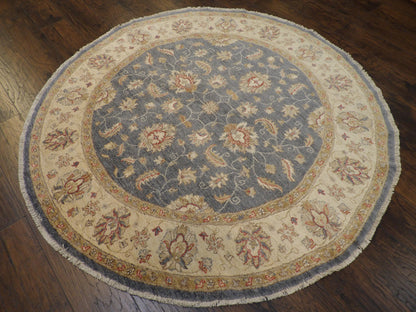 Oushak Chobie White Wash Natural-dye 6'0"x6'0" Hand-knotted Rug -w463