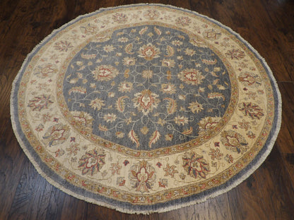 Oushak Chobie White Wash Natural-dye 6'0"x6'0" Hand-knotted Rug -w463