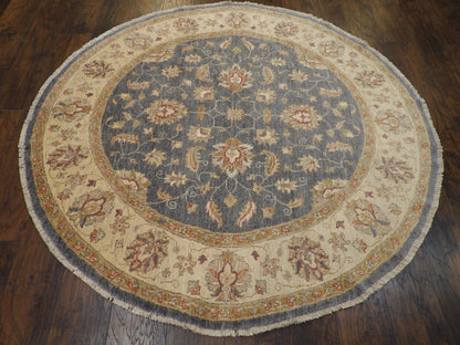 Oushak Chobie White Wash Natural-dye 6'0"x6'0" Hand-knotted Rug -w463