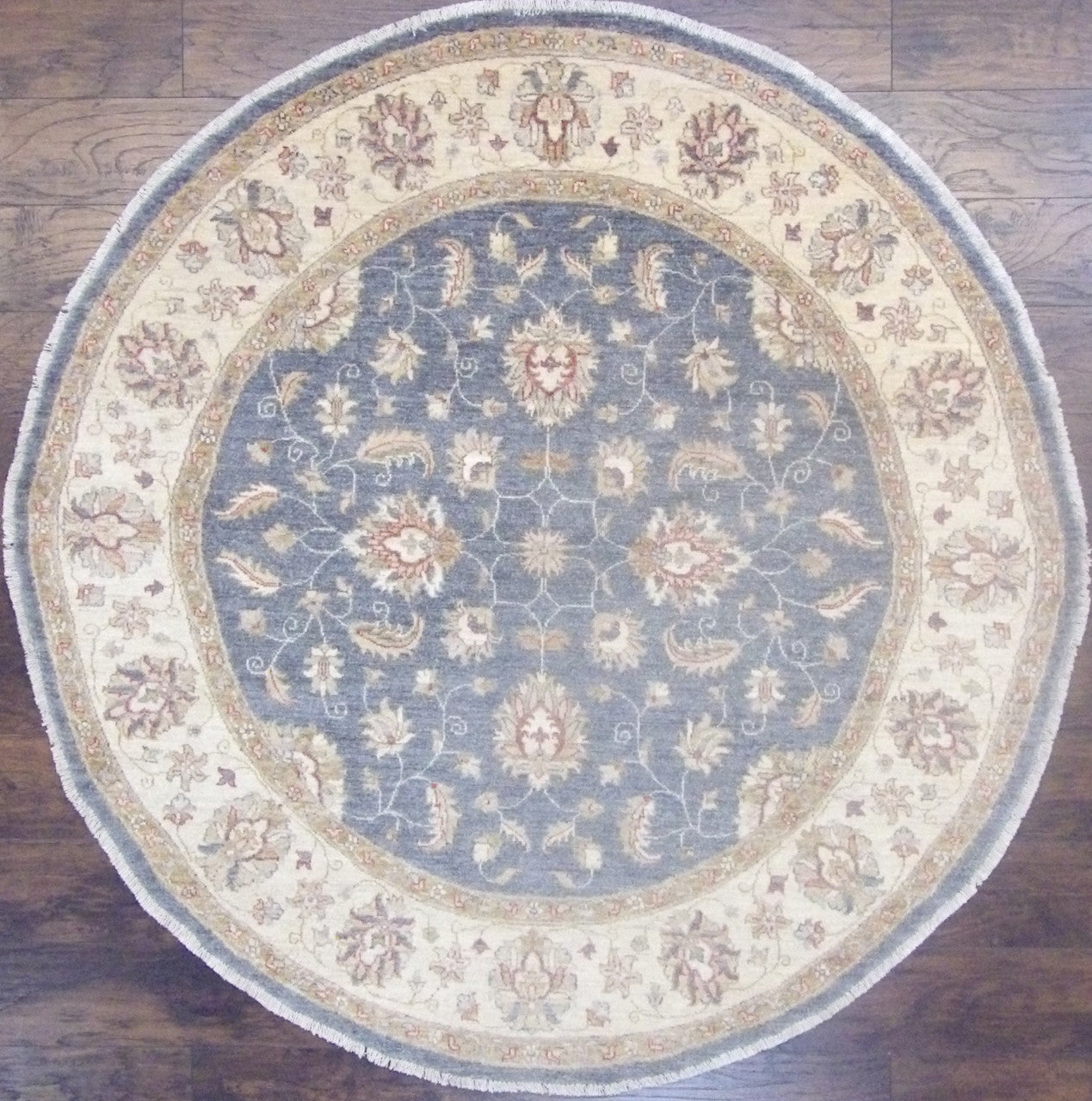 Oushak Chobie White Wash Natural-dye 6'0"x6'0" Hand-knotted Rug -w463