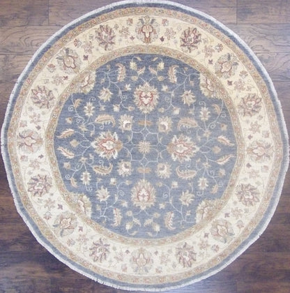 Oushak Chobie White Wash Natural-dye 6'0"x6'0" Hand-knotted Rug -w463