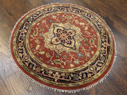 Tribal Heriz 4'0"x4'0" Hand-knotted Rug -w477