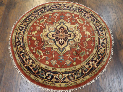 Tribal Heriz 4'0"x4'0" Hand-knotted Rug -w477