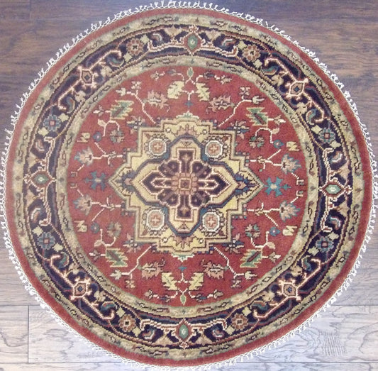 Tribal Heriz 4'0"x4'0" Hand-knotted Rug -w477