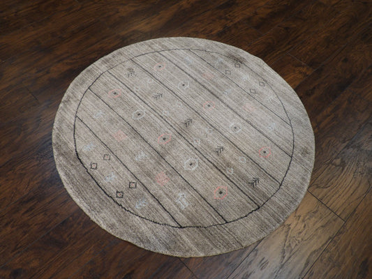 Modern Persian Gabbeh 4'0"x4'0" Hand-knotted Rug -w483