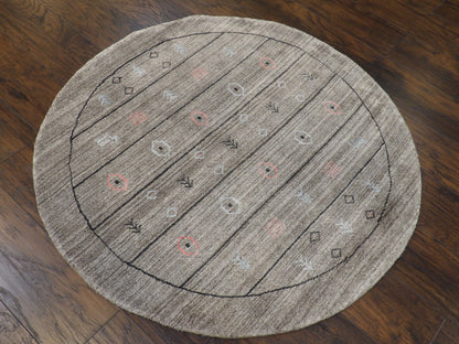 Modern Persian Gabbeh 4'0"x4'0" Hand-knotted Rug -w483