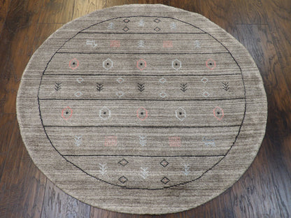 Modern Persian Gabbeh 4'0"x4'0" Hand-knotted Rug -w483