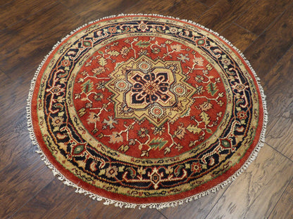 Tribal Heriz 4'0"x4'0" Hand-knotted Rug -w484