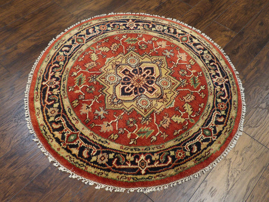 Tribal Heriz 4'0"x4'0" Hand-knotted Rug -w484