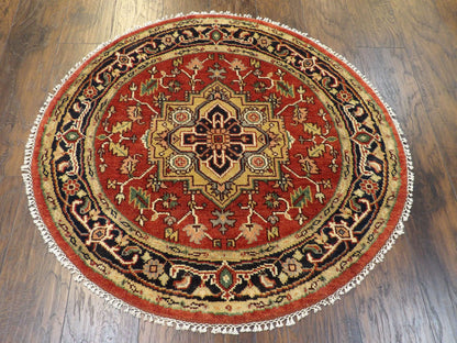 Tribal Heriz 4'0"x4'0" Hand-knotted Rug -w484