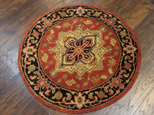 Tribal Heriz 3'0"x3'0" Hand-knotted Rug -w485