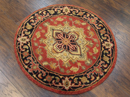 Tribal Heriz 3'0"x3'0" Hand-knotted Rug -w485